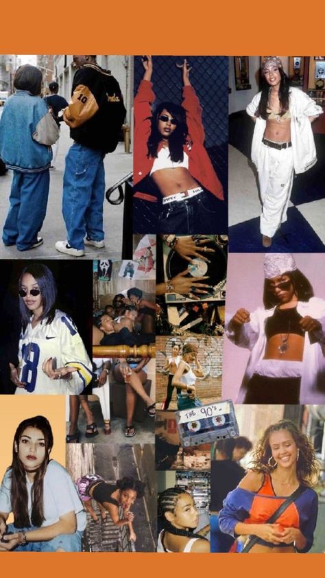 1990-2000 Fashion, 90s Aesthetic Aaliyah, 90s Outfits Aaliyah, 2000s School Spirit Week, 1990 Black Women, Aliyah Outfits 90s Costume, Tupac Outfits 90s Women, 80s 90s 2000s Fashion, 90s Theme Birthday Outfit