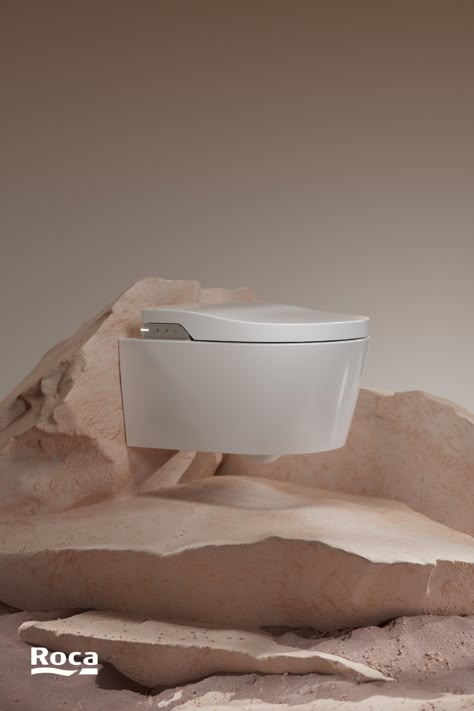 smart toilet mounted into a natural rock finish for advertising Stylish Kids Bedroom, Spatial Design, Cleansing Routine, Text Logo Design, Concealed Cistern, Bathroom Design Inspiration, Smart Toilet, Toilet Bowls, Toilet Design