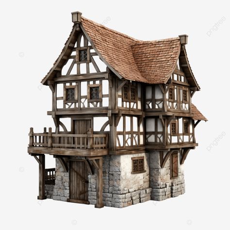 Medieval Cottage Exterior, Medival House Ideas, Medieval Town Layout, European House Design, Medieval House Design, Dungeon Concept Art, Cottage Medieval, Medieval House Concept Art, Small Medieval House