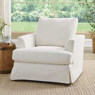 Ava Slipcovered Swivel Glider Art Bar, Grandin Road, Swivel Glider, Shop Chair, Indoor Furniture, Swivel Chair, Inspired Homes, Furniture Collection, Classic White