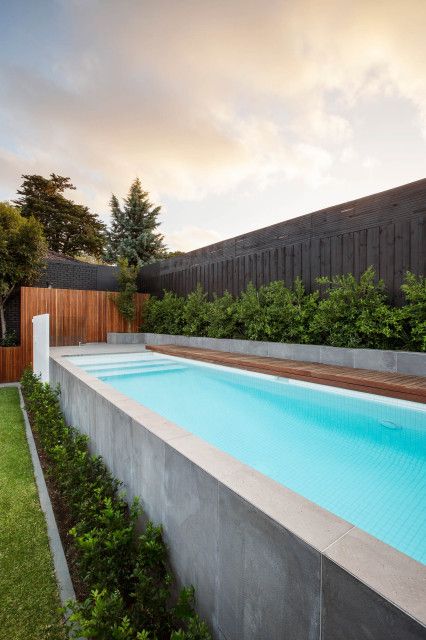 Endless Pool Backyard, Hampton Pool, Long Pool, Hillside Pool, Raised Pools, Pool Paving, California Outdoor, Above Ground Pools, Outdoor Space Design