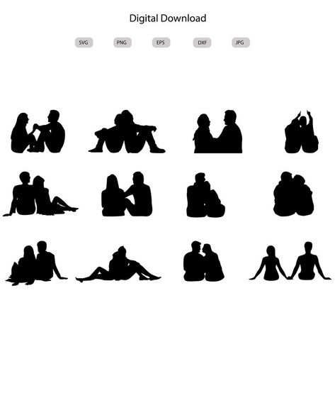 Couple Sitting Illustration, Couples Silhouette, Lovers Silhouette, Sitting Silhouette, Couple Sitting Together, Couple Sitting, Silhouette Drawing, Silhouette People, Couple Silhouette