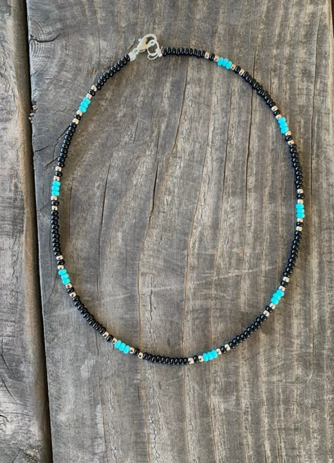 Hand Beaded Western Choker Navajo Necklace Indian Jewelry, Western Homemade Jewelry, Glass Bead Choker, Native American Beaded Choker, Casual Festival Jewelry With Tiny Beads, Casual Beaded Jewelry For Festivals, Casual Black Bead Jewelry For Festivals, Southwestern Black Beaded Necklaces For Festivals, Southwestern Black Beaded Necklace For Festivals