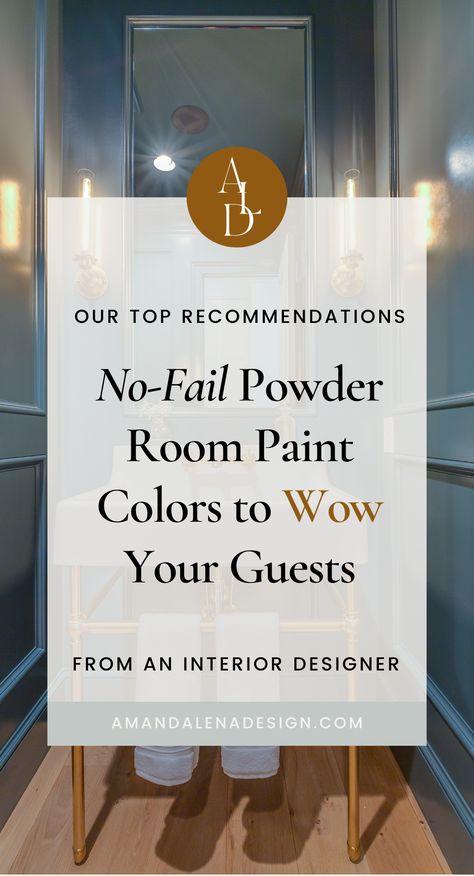 Powder room Blue Grey Powder Room, Half Bath Laundry Room Paint Colors, Small Green Powder Room Ideas, Painted Half Bath, Best Half Bath Paint Colors, Small Bathroom Accent Wall Paint, Grandmillenial Powder Bath, Small Half Bathroom Paint Colors, Half Bathroom Wall Colors