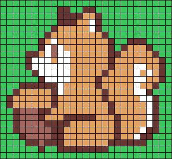 Pixel Squirrel, Squirrel Perler Bead Pattern, Hedgehog Alpha Pattern, Squirrel Pixel Art, Frog And Toad Alpha Pattern, Fall Pixel Art, Alpha Patterns Frogs, Cartoon Alpha Pattern, Lego Mosaic