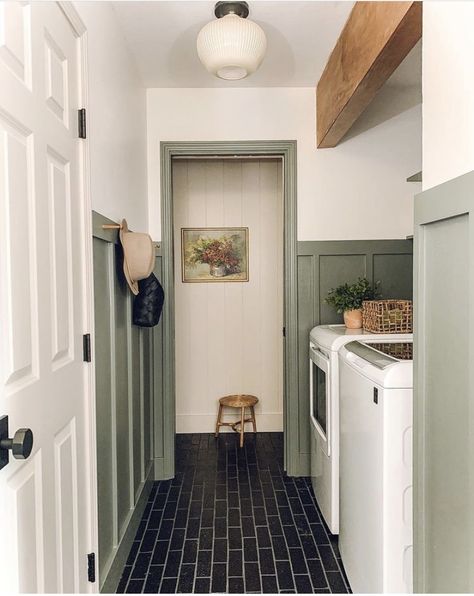 Laundry Room Lighting, Laundry Room Renovation, Deco Studio, Decor Studio, Fireclay Tile, Laundry Room Inspiration, Brick Flooring, Room Renovation, Laundry Mud Room