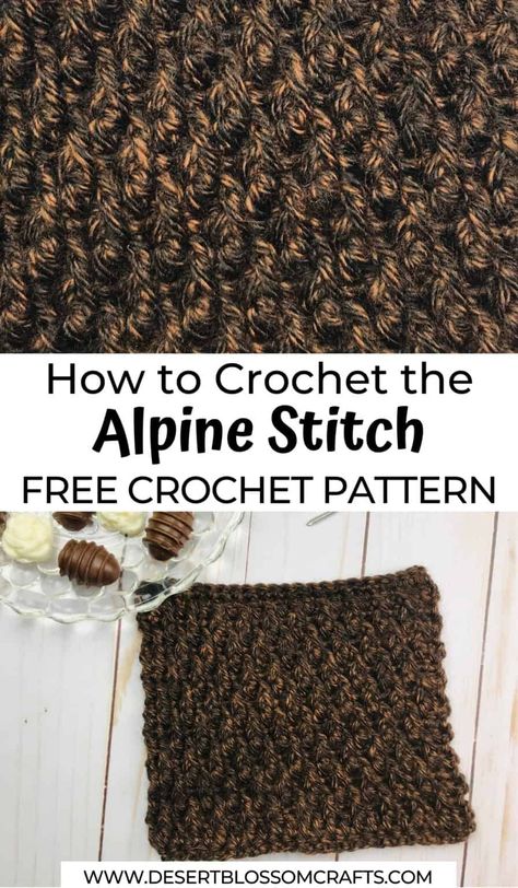 How-to-Crochet-the-Alpine-Stitch-Free-Pattern-Video-Tutorial Alpine Stitch Scarf, Be Patterns, Men Scarf Crochet Pattern, Alpine Stitch, Crochet Mens Scarf, Crochet Men, Foundation Single Crochet, Crochet Shoes Pattern, Crochet Stitches Guide