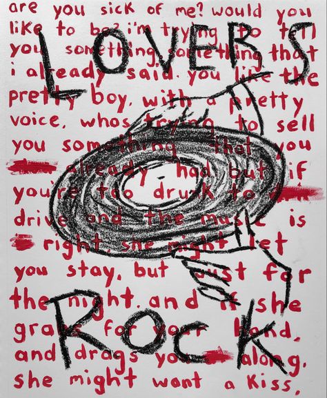 Lovers Rock Lyrics Aesthetic, Lovers Rock Wallpaper Iphone, Rock Aesthetic Drawing, Lovers Rock Drawing, Rock Posters Bedroom, Vintage Posters Music, Lovers Rock Wallpaper, The Backseat Lovers Poster, Lovers Rock Poster