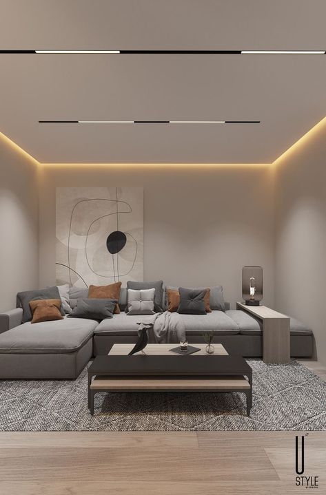 Floating Ceiling Lighting, Roof Gypsum Designs, Drawing Room Pop Design, Track Light Ceiling Design, Flat Gypsum Ceiling Design, Roof Lights Ideas Ceilings, False Ceiling Ideas Living Rooms, Celling Design Living Room Modern, Gypsum Ceiling Design Bedroom Modern