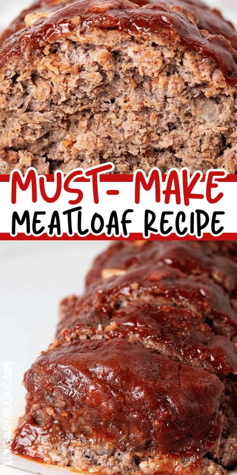 If you're looking for a flavorful meatloaf recipe, give this easy glazed meatloaf a try. It makes for a great easy family dinner with ground beef! Meatloaf Recipes For 2, Meatloaf For Two People, Home Style Meatloaf, Recipe For Meatloaf Easy, Meatloaf With Potato Chips, Large Meatloaf Recipe, Amazing Meatloaf Recipes, Sweet Meatloaf Recipes, Meatloaf Topping Sauce Brown Sugar