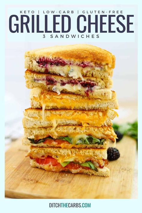 Learn how to make the ultimate keto grilled cheese that will satisfy your adult palette while enjoying the comforts of this childhood staple! #ketogrilledcheese #keto #ditchthecarbs Grilled Sandwich Recipes, Keto Sandwiches, Keto Grilled Cheese, Grilled Sandwich Recipe, Kale Pesto Recipe, Coconut Flour Bread, Almond Flour Bread, Lowest Carb Bread Recipe, Low Carb Baking