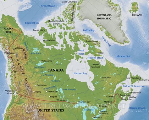 Canada Physical Map Ellesmere Island, Canada Information, Map Of Canada, Baffin Island, Geographical Features, Sea Queen, Victoria Island, Homeschool Social Studies, Canada Map