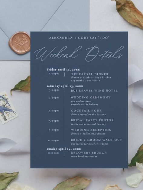 Weekend Itinerary Template, Hotel Wedding Ceremony, Buffet Style Dinner, Block Island Wedding, Wedding Itinerary Template, Itinerary Invitation, Wedding Weekend Itinerary, Wedding Schedule, Wedding Itinerary