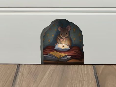 Cute Mouse Hole Wall Decal Sticker Adorable Baseboard Mice - Etsy Painted Mouse Hole In Wall, Mouse Wall Sticker, Mouse Hole In Wall, Secret Nook, Mouse Nursery, Mouse Door, Sticker For Wall, Mouse Wall, Mouse Hole