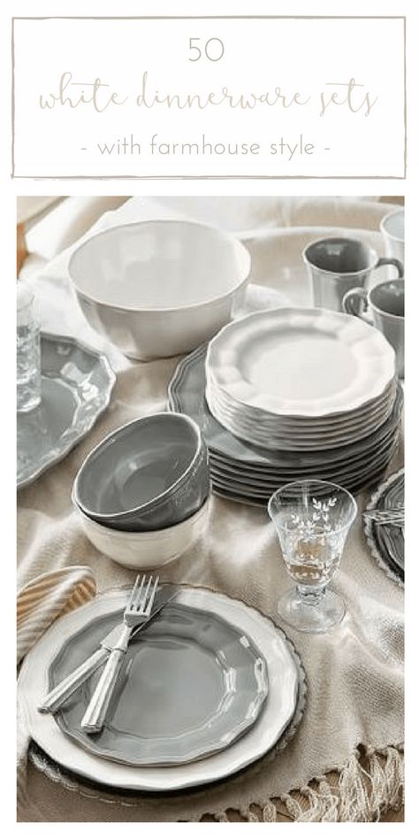 Is there anything more timeless than a lovely white dinnerware set? Don't miss these 50 gorgeous options, all with that classic, farmhouse style. Farmhouse Dishes Table Settings, Ikea Plates Dinnerware Sets, Dining Plates Set Dinnerware, Diningware Ideas, Farmhouse Plates Sets, Modern Farmhouse Dishes, White Dishes Table Setting, Farmhouse Plates, White Place Setting