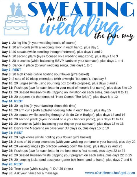 Tired of BORING 30-day workout challenges? I get it! This Sweating For The Wedding The Fun Way 30-day workout challenge from www.abrideonabudget.com is SO MUCH more fun and PERFECT for a bride-to-be. Sweating For The Wedding, Workout Challenges, Challenge Fitness, Fitness Shirts, 30 Day Fitness, 30 Day Workout Challenge, Shirts Ideas, I Get It, Wedding Checklist