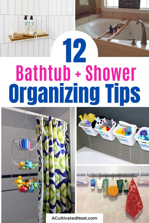 Bathtub Organization Ideas, Bathtub Storage Ideas, Shower Caddy Diy, Shower Storage Diy, Shower Organization Ideas, Bathtub Organization, Shower Storage Solutions, Bathtub Storage, Smart Hacks