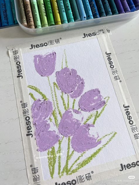 Simple Flower Drawing, Watercolour Challenge, Crayon Painting, Oil Pastel Drawings Easy, Sky Art Painting, Oil Pastels Painting, Crayon Drawings, Art Painting Tools, Pastel Artwork