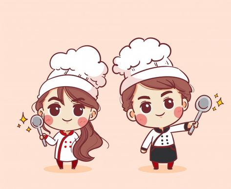 Essen, Chef Drawing Girl, Cute Chef Illustration, Chef Art Drawing, Cooking Image, Chef Woman, Chef Illustration, Chef Cartoon, Smile Illustration