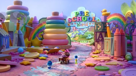 Pre-School World [feat. Sadness, Bing Bong & Joy] (Drawing by Pixar) #InsideOut Xmas Art, Toys Land, Bg Design, Wallpaper Computer, Mindy Kaling, Game Concept Art, 3d Artwork, Game Concept, 6th Birthday