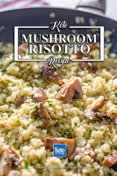 Cauliflower Rice Easy, Keto Mushrooms, Cauliflower Rice Recipe, Mushroom Risotto Recipes, Keto Kitchen, Cauliflower Rice Recipes, Quick Vegetarian Meals, Vegetarian Dish, Easy Cauliflower