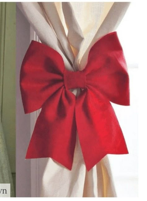 Diy Christmas Curtain Tie Backs, Tie Flannel, Tie Curtains, Holiday Decor Hacks, Curtain Tie Backs Diy, Inexpensive Wreaths, Ribbon Curtain, Nursery Bathroom, Thrifty Decor Chick