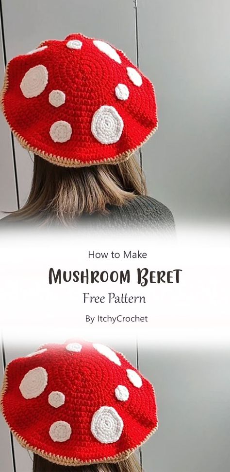 Another simple yet cute design for you that will look adorable! This pattern by ItchyCrochet and it’s very easy to follow along. Color Work Crochet Patterns, Mushroom Hat, Crochet Baby Hat, Crochet Mushroom, Crochet Hat Free, Yarn Craft, Halloween Crochet Patterns, Crochet Design Pattern, Amigurumi Ideas