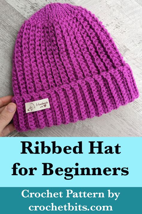 Crochet Ribbed Hat Pattern for Beginners Knit Ponytail Hat Free Pattern, Crochet Ribbed Hat Pattern, Crochet Ribbed Hat, Baby Beanie Crochet Pattern, Crochet Hats Free Pattern Ladies, Ponytail Hat Crochet, Beanie Pattern Free, Crochet Beanie Pattern Free, Crochet Bib