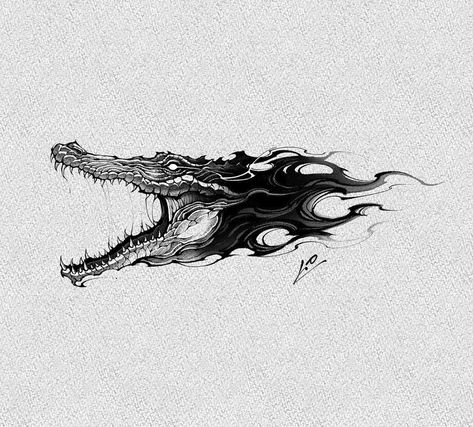 Alligator Tattoo, Crocodile Tattoo, Petit Tattoo, Tiger Tattoo Design, Blackout Tattoo, Flame Tattoos, Theme Tattoo, Shark Tattoos, Traditional Tattoo Design