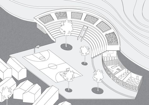 Isometric Perspective, Urban Spaces Design, Architecture Design Presentation, Presentation Boards, Urban Design Concept, Architecture Drawing Sketchbooks, Public Space Design, Architecture Presentation Board, Modern Graphic Art