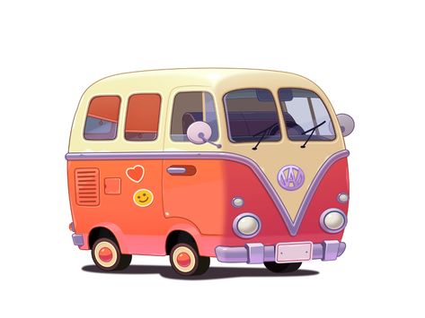 Cars Illustration Design, Cute Car Illustration, Car Illustration Art, Motorhome Drawing, Bus Images, Van Illustration, Van Cartoon, Toy Car Illustration, Vans For Kids