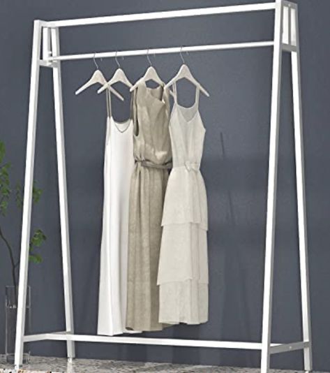 White Clothing Rack, Clothing Racks, Metal Clothes Rack, Heavy Winter Coat, Food Pantry Organizing, Hanging Clothes Racks, Garment Rack, White Clothing, Hanging Rack