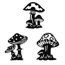 Plant Decor Wall, Mushroom Silhouette, Metal Mushroom, Kitchen Metal Wall Art, Patio Farmhouse, Mushroom Wall Art, Carving Stencils, Art Mushroom, Black Metal Wall Art