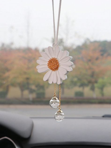 Yellow Petals, Car Accessories For Women, Car Hanging, Mirror Ornaments, Car Ornaments, Car Rear View Mirror, Hanging Mirror, Automotive Interior, Floral Style