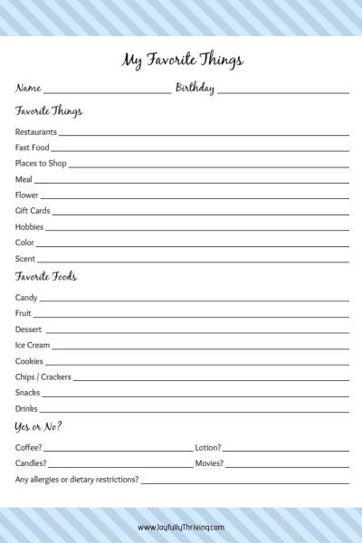 Favorites List For Teachers, Staff Survey Questions, Staff Likes Survey, Teacher Likes Survey, Employee Questionnaire Free Printable, Favorite Things Questionaire Friends, Teacher Survey For Gifts Favorite Things, Favorite Things List For Coworkers, What Are Your Favorite Things Questions