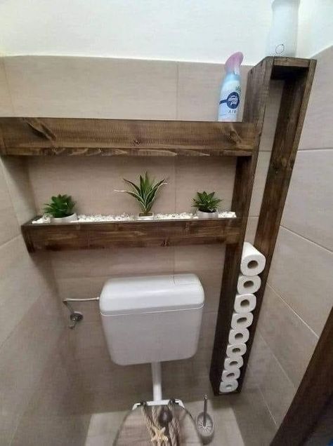 Toilet Room Decor, Diy Rustic Decor, Bathroom Design Decor, Bathroom Inspiration Decor, Diy Wood Projects Furniture, Hallway Ideas, House Bathroom, Diy Bathroom, Bathroom Inspiration