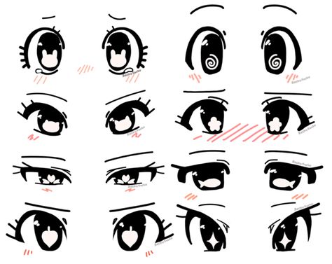 Anime eye shape ideas by RockuSocku on DeviantArt How To Draw Anime Eyes, Drawing Face Expressions, Cartoon Eyes Drawing, Drawing Cartoon Faces, Eye Drawing Tutorials, Seni Dan Kraf, Cartoon Eyes, 캐릭터 드로잉, Drawing Expressions