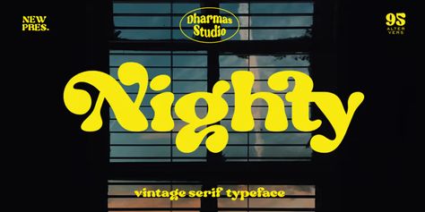 Nighty Font | Webfont & Desktop | MyFonts Youtube Design, Film Font, Font App, Title Font, Graphic Design Fonts, Title Design, Title Card, Serif Typeface, Web Design Agency