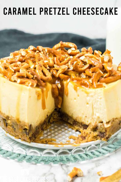 Pretzel Crust Cheesecake, Pretzel Cheesecake, Original Cheesecake Recipe, Cookie Dough Crust, Cheesecake Ideas, Salted Caramel Recipes, Salted Caramel Pretzels, Homemade Salted Caramel, Pretzel Recipe