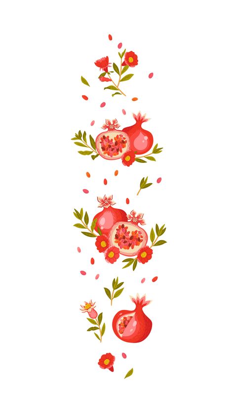 Pomegranate Drawing, Pomegranate Pattern, Pomegranate Art, Pomegranate Design, African Pattern Design, Artsy Background, Crafty Decor, Baking Art, Persian Art Painting