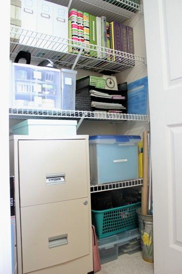 how to organize a closet with file cabinets since we don't really need a desk anymore Organizing Files Without A File Cabinet, Cabinet In Closet, Work Office Supply Closet Organization, Printer Stationary Closet Storage, Home File Organization Categories, How To Organize Office Desk Paper Clutter, Minimalist Office Supplies, Organize A Closet, Mail Organization