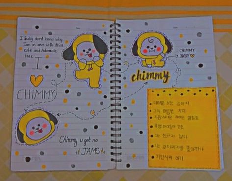 This is chimmy from bt12 
Made by jimin from bts Bt21 Journal, Bts Journal, Cow Art Print, Kawaii Disney, Diy Journal Books, Pinterest Diy Crafts, Bullet Journal Design Ideas, Diary Ideas, Art Painting Gallery