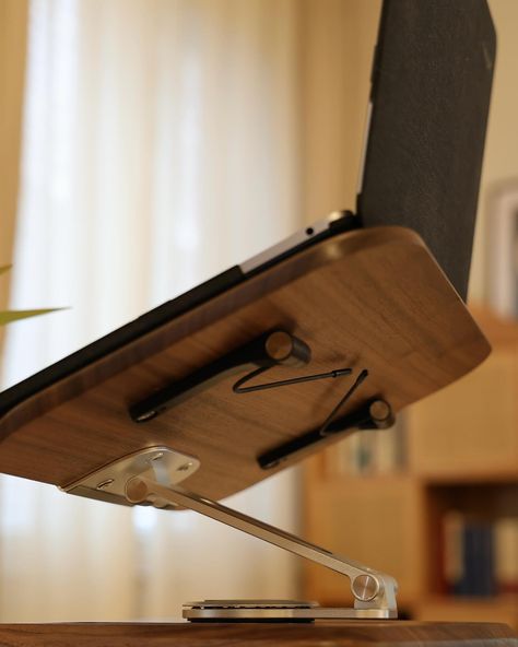 📖📚💻Upgrade your workspace with our 2-in-1 Adjustable Laptop Stand and Book Holder, crafted from luxurious black walnut wood. This premium, durable stand offers 360-degree adjustability for perfect viewing angles, blending functionality with elegance. Perfect for both laptops and books, it transforms your desk into a sophisticated, productive haven. 🎧 #WorkspaceGoals #LaptopStand #HomeOffice #BlackWalnut #DeskAccessories #ProductivityBoost #LuxuryDesign #TechGadgets #BookHolder #ErgonomicDesi... Vertical Laptop Stand, Laptop Holder Wood, Moft Laptop Stand, Adjustable Wooden Laptop Stand, Wooden Laptop Stand, Laptop Tray, Black Walnut Wood, Laptop Stand, Book Holders