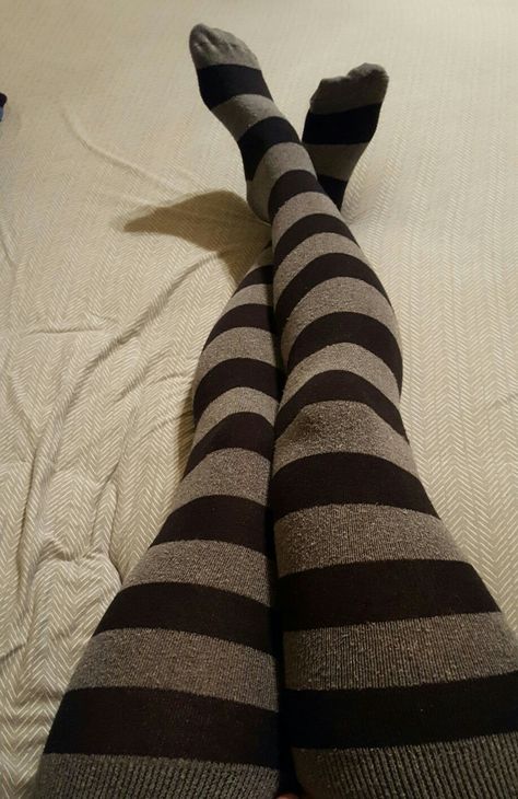 Black and gray striped thigh socks Thigh Socks Aesthetic, High Thigh Socks, Striped Thigh High Socks, Thigh High Sock, Socks Aesthetic, Thigh Socks, Grey Socks, Sock Outfits, Stocking Tights