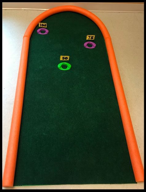 DIY Mini Putt Game -A step by step tutorial – Memory Care Matters Putt Putt Golf Diy Ideas, Indoor Putt Putt, Mini Putt, Putt Putt Golf, Paint Stir Sticks, Golf Diy, Senior Activities, Fall Fest, Memory Care