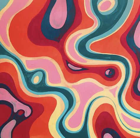 Seventies Art, Squiggly Art, Funky Art Patterns, Funky Digital Art, Fun Art Designs, Swirly Painting Ideas, Squiggly Painting, Funky Line Art, Artistic Patterns