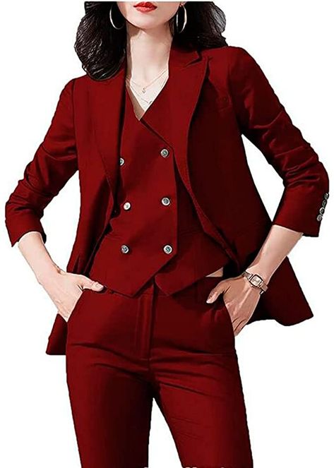 Womens Suit Vest, Black And Red Suit, 80s Prom Dress, 80s Prom, Wedding Tuxedo, Set Plus Size, Plus Size Suits, Ladies Blazer, Woman Suit Fashion