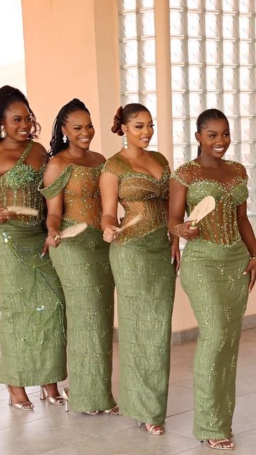 Bridesmaid Dress Nigeria, Nigerian Tailored Dresses, Africa Bridesmaid Dresses, Bridesmaids Kente Styles, Yoruba Wedding Guest Outfit, Bridesmaid African Dresses, Ghana Bridesmaid Dresses Traditional, Nigerian Aso Ebi Styles, Traditional Wedding Bridesmaid Dresses