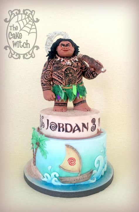 Maui by Nessie - The Cake Witch Polynesian Birthday Party, Maui Cake Moana, Moana Smash Cake Ideas, Maui Birthday Cake, Maui Cake, Moana Cakes, Moana Birthday Cake, Disney Baking, Moana Movie