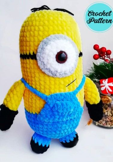 Minion Plush, Minion Crochet Patterns, Crochet Cartoon, Minion Pattern, Minion Crochet, Crochet Plush, Pola Amigurumi, Free Amigurumi Patterns, Bobble Stitch